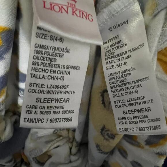 Disney Lion King Simba Leopard Print Soft Fleece Pajama Set Size Small - Picture 4 of 5